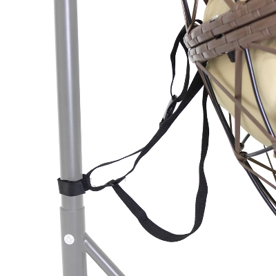 Sunnydaze Decor Sunnydaze Outdoor Resin Wicker Patio Lorelei Hanging Basket Egg Chair Swing With Cushions And Headrest - Beige - 2pc 6 Sunnydaze Decor Sunnydaze Outdoor Resin Wicker Patio Lorelei Hanging Basket Egg Chair Swing With Cushions And Headrest - Beige - 2pc - Image 4