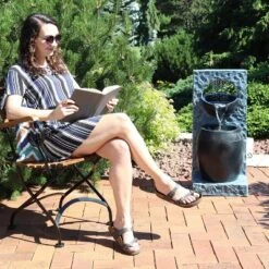 Sunnydaze Decor Sunnydaze Peaceful Rain Electric Outdoor Water Fountain - 31.75" H - Gray And Black -Sunnydaze Decor GUEST c9305d57 1a69 4d5c 9d5a 5b95f41dafa7