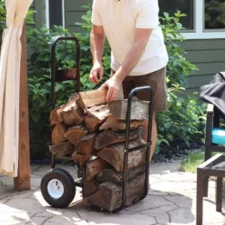 Sunnydaze Decor Sunnydaze Indoor/Outdoor Steel Rolling Firewood Log Cart Carrier With Wheels - 1/8 Face Cord - Black -Sunnydaze Decor GUEST c9b0c975 ba35 4f02 9c42 2943259e03eb 1
