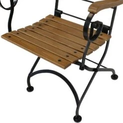 Sunnydaze Decor Sunnydaze Indoor/Outdoor Patio Or Dining Deluxe Chestnut Wooden Folding Bistro Arm Chair - Brown -Sunnydaze Decor GUEST ca121174 71ef 4949 bd95 0d50311d76c0