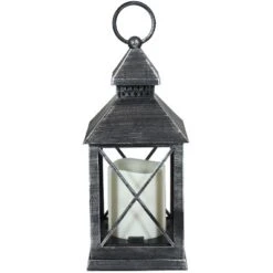 Sunnydaze Decor Sunnydaze 10" Yorktown Black Traditional Style Plastic And Glass Battery Operated Indoor LED Candle Lantern -Sunnydaze Decor GUEST ca192996 7f4b 4d4f aef1 a1e0bba52a03