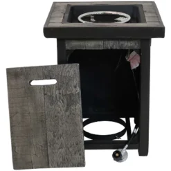 Sunnydaze Decor Sunnydaze Outdoor Smokeless Cast Stone Propane Gas Fire Pit Table With Weathered Wood Look - 24" Square X 25" H -Sunnydaze Decor GUEST cb6677d1 0d8a 4adf 9904 cfa75bab992d