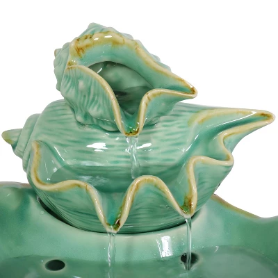 Sunnydaze Decor Sunnydaze Indoor Home Decorative Stacked Tiered Seashells Tabletop Water Fountain Feature - 7" - Green 4 Sunnydaze Decor Sunnydaze Indoor Home Decorative Stacked Tiered Seashells Tabletop Water Fountain Feature - 7" - Green - Image 2