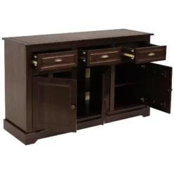 Sunnydaze Decor Sunnydaze Sideboard With 3 Drawers And 3 Doors - Solid Pine Construction - Dark Brown- 32" -Sunnydaze Decor GUEST cd5ce2bf 8d15 4826 a621 83b1cfa0ab34