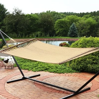 Sunnydaze Decor Sunnydaze Large Double Wide Two-Person Polyester Rope Hammock With Spreader Bars - 600 Lb Weight Capacity 3 Sunnydaze Decor Sunnydaze Large Double Wide Two-Person Polyester Rope Hammock With Spreader Bars - 600 Lb Weight Capacity