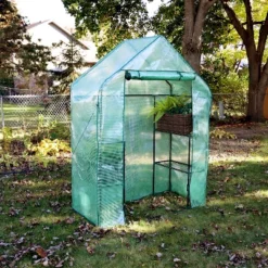 Sunnydaze Decor Sunnydaze Outdoor Portable Tiered Growing Rack Deluxe Walk-In Greenhouse With Roll-Up Door - 4 Shelves - Green -Sunnydaze Decor GUEST d30f3155 55b9 417e 8116 ba6c64df57ab