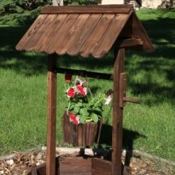 Sunnydaze Decor Sunnydaze Outdoor Fir Wood Wishing Well Garden Planter With Hanging Flower Bucket For Garden Or Yard - 45" H - Brown 15 Sunnydaze Decor Sunnydaze Outdoor Fir Wood Wishing Well Garden Planter With Hanging Flower Bucket For Garden Or Yard - 45" H - Brown -Sunnydaze Decor GUEST d4e8ff01 6a6b 4960 97a7 5019cc7bfcfe