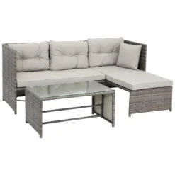 Sunnydaze Decor Sunnydaze Outdoor Longford Patio Sectional Sofa Conversation Set With Cushions And Table - 3pc -Sunnydaze Decor GUEST d53ea1c8 1899 4b62 8774 e679b7f2f2b3
