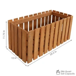 Sunnydaze Decor Sunnydaze Outdoor Rectangle Meranti Wood Picket Style Planter Box For Flowers, Herbs, Vegetables And Plants - 24" W - Brown -Sunnydaze Decor GUEST d6739212 db7e 4716 92ae 4287bb0cc6c5