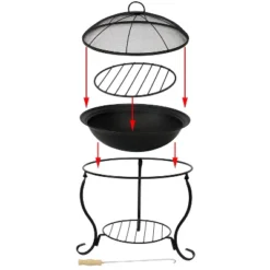 Sunnydaze Decor Sunnydaze Outdoor Camping Or Backyard Steel Round Raised Fire Pit On Stand With Spark Screen - 18" - Black -Sunnydaze Decor GUEST d699d461 a839 4e43 8221 49f5ef4cc9bd