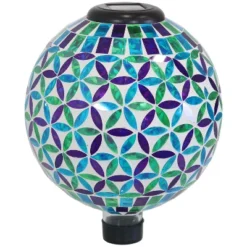 Sunnydaze Decor Sunnydaze Blue Cool Blooms Glass Mosaic Indoor/Outdoor Gazing Globe With Solar Light - 10" Diameter - Blue And Green -Sunnydaze Decor GUEST d89c55f6 22e1 4063 a3ef 006a94bb6d70