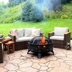 Sunnydaze Decor Sunndyaze Outdoor Steel Fire Pit Nordic Inspired, 34-Inch