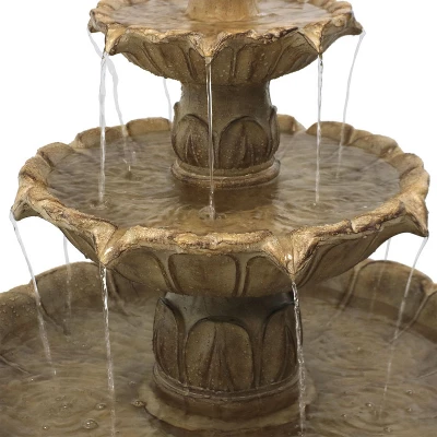 Sunnydaze Decor Sunnydaze 46"H Electric Polystone 3-Tier Classic Tulip Outdoor Water Fountain 6 Sunnydaze Decor Sunnydaze 46"H Electric Polystone 3-Tier Classic Tulip Outdoor Water Fountain - Image 4