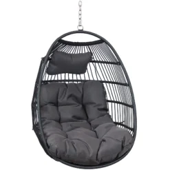 Sunnydaze Decor Sunnydaze Outdoor Resin Wicker Julia Hanging Basket Egg Chair Swing With Cushions And Headrest - 2pc -Sunnydaze Decor GUEST d96af896 8b83 4708 8857 fa0a137a3980