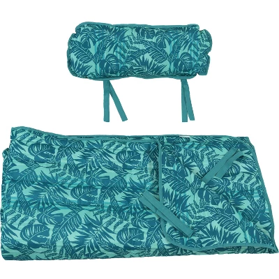 Sunnydaze Decor Sunnydaze Outdoor Weather-Resistant Polyester Quilted Hammock Cushion Pad And Hammock Pillow With Ties - Cool Blue Tropics 10 Sunnydaze Decor Sunnydaze Outdoor Weather-Resistant Polyester Quilted Hammock Cushion Pad And Hammock Pillow With Ties - Cool Blue Tropics - Image 8