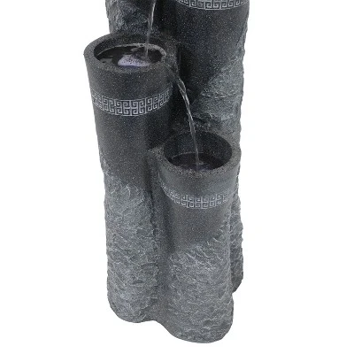 Sunnydaze Decor Sunnydaze 41"H Electric Polystone 4-Tier Staggered Pillars Outdoor Water Fountain With LED Lights 6 Sunnydaze Decor Sunnydaze 41"H Electric Polystone 4-Tier Staggered Pillars Outdoor Water Fountain With LED Lights - Image 4