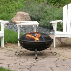 Sunnydaze Decor Sunnydaze Outdoor Camping Or Backyard Steel Victorian Fire Pit Bowl With Handles And Spark Screen - 25" - Black -Sunnydaze Decor GUEST da643c7b fb8e 4a0f b2ef 90022b81504d