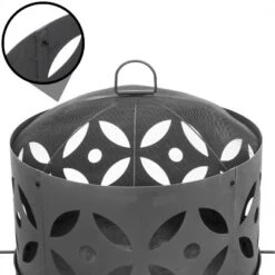 Sunnydaze Decor Sunnydaze Outdoor Camping Or Backyard Cast Iron Retro Round Fire Pit Bowl With Handles And Spark Screen - 26" - Black -Sunnydaze Decor GUEST db2ca9d5 940d 4bcb 84e4 19e5424b8e8a