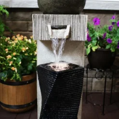 Sunnydaze Decor Sunnydaze 35"H Electric Polyresin Modern Artistry Column Outdoor Water Fountain With LED Lights -Sunnydaze Decor GUEST dbac9733 031c 402a 81f8 363f6fb34719