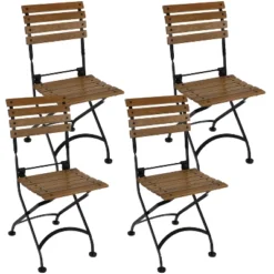 Sunnydaze Decor Sunnydaze Indoor/Outdoor Patio Or Dining Chestnut Wooden Folding Bistro Arm Chair - Brown -Sunnydaze Decor GUEST dbf05bee 1b5f 4374 b514 902e2d4b35f1