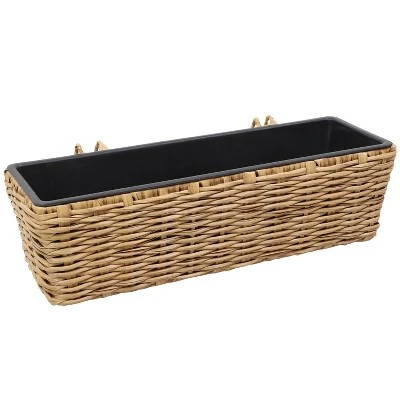 Sunnydaze Decor Sunnydaze Hanging Rectangle Polyrattan Rail Planter With Plastic Liner - 23.5" W X 7.5" D X 6.5" H 12 Sunnydaze Decor Sunnydaze Hanging Rectangle Polyrattan Rail Planter With Plastic Liner - 23.5" W X 7.5" D X 6.5" H - Image 10