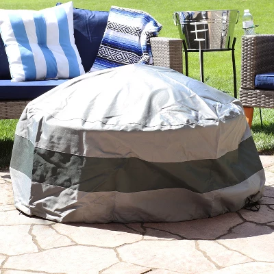 Sunnydaze Decor Sunnydaze Outdoor Heavy-Duty Weather-Resistant 300D Polyester Round 2-Tone Fire Pit Cover - Gray And Green 3 Sunnydaze Decor Sunnydaze Outdoor Heavy-Duty Weather-Resistant 300D Polyester Round 2-Tone Fire Pit Cover - Gray And Green