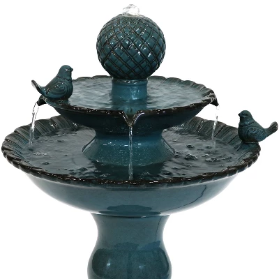 Sunnydaze Decor Sunnydaze 27"H Electric Green Ceramic 2-Tier Resting Birds Outdoor Water Fountain 4 Sunnydaze Decor Sunnydaze 27"H Electric Green Ceramic 2-Tier Resting Birds Outdoor Water Fountain - Image 2