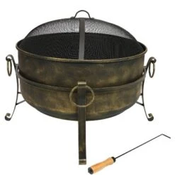 Sunnydaze Decor Sunnydaze Outdoor Camping Or Backyard Round Cauldron Fire Pit With Spark Screen, Log Poker, And Metal Wood Grate -Sunnydaze Decor GUEST dcdee645 2fd9 4255 ab7d a10e33b609c4