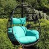 Sunnydaze Decor Sunnydaze Outdoor Resin Wicker Patio Dalia Hanging Basket Egg Chair With Cushions And Headrest - Teal - 2pc -Sunnydaze Decor GUEST dd44f207 d6ab 4a50 82fc 9d5feaa1cda3