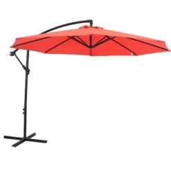 Sunnydaze Decor Sunnydaze Outdoor Steel Cantilever Offset Patio Umbrella With Air Vent, Crank, And Base - 9.25' -Sunnydaze Decor GUEST ddaa37f1 7931 44a1 89d9 a6d078fcd360