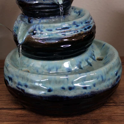 Sunnydaze Decor Sunnydaze Indoor Home Decorative Glazed Ceramic 3-Tiered Modern Textured Bowls Tabletop Water Fountain - 7" 6 Sunnydaze Decor Sunnydaze Indoor Home Decorative Glazed Ceramic 3-Tiered Modern Textured Bowls Tabletop Water Fountain - 7" - Image 4