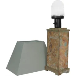 Sunnydaze Decor Sunnydaze Contemporary Natural Slate And Fabric Cream Shade Indoor/Outdoor Weather-Resistant Table Lamp -Sunnydaze Decor GUEST e032c859 045d 4cae 9747 a868519b5612