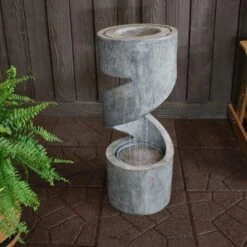 Sunnydaze Decor Sunnydaze 31"H Electric Polyresin Showering Spiral Column Outdoor Water Fountain With LED Light -Sunnydaze Decor GUEST e068e78e 013c 488a 99e7 af3e6eac2a41