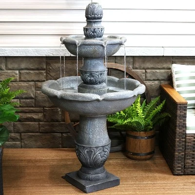 Sunnydaze Decor Sunnydaze 50"H Electric Fiberglass Reinforced Concrete 2-Tier French Garden Design Outdoor Water Fountain, Dusty Gray 3 Sunnydaze Decor Sunnydaze 50"H Electric Fiberglass Reinforced Concrete 2-Tier French Garden Design Outdoor Water Fountain, Dusty Gray