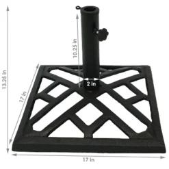Sunnydaze Decor Sunnydaze Outdoor Heavy-Duty Cast Iron Decorative Modern Geometric Design Patio Yard Square Umbrella Base Stand - 17" - Black -Sunnydaze Decor GUEST e2ab6431 7221 436c b9c1 16766323a452