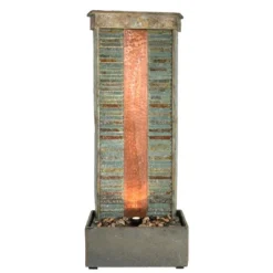 Sunnydaze Decor Sunnydaze 48"H Electric Natural Slate With Copper Accents Rippled Column Outdoor Water Fountain With LED Spotlight 12 Sunnydaze Decor Sunnydaze 48"H Electric Natural Slate With Copper Accents Rippled Column Outdoor Water Fountain With LED Spotlight -Sunnydaze Decor GUEST e2cd5c0b dafb 4c85 9139 9419c1e9e04a