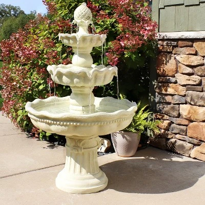 Sunnydaze Decor Sunnydaze 51"H Electric Polyresin And Fiberglass 3-Tier Pineapple Top Outdoor Water Fountain 3 Sunnydaze Decor Sunnydaze 51"H Electric Polyresin And Fiberglass 3-Tier Pineapple Top Outdoor Water Fountain