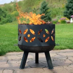 Sunnydaze Decor Sunnydaze Outdoor Camping Or Backyard Cast Iron Retro Round Fire Pit Bowl With Handles And Spark Screen - 26" - Black -Sunnydaze Decor GUEST e3c8e27a f559 43d9 8bed e45ed5ec5c59