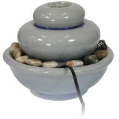 Sunnydaze Decor Sunnydaze Indoor Home Decorative Glazed Ceramic Smooth Cascade Tabletop Water Fountain - 7" - Light Gray -Sunnydaze Decor GUEST e43bb179 cf8b 4697 b4d9 a708d2919ab5