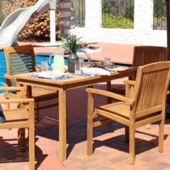 Sunnydaze Decor Sunnydaze Outdoor Solid Teak Wood With Stained Finish Rectangular Patio Dining Table - 48" - Light Brown 11 Sunnydaze Decor Sunnydaze Outdoor Solid Teak Wood With Stained Finish Rectangular Patio Dining Table - 48" - Light Brown -Sunnydaze Decor GUEST e43cd472 4d9b 4607 b1db 05accacea81c