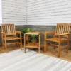 Sunnydaze Decor Sunnydaze Outdoor Meranti Wood With Teak Oil Finish Patio Table And Chairs Conversation Set - Brown - 3pc -Sunnydaze Decor GUEST e5b0de10 1599 402e aed7 5f70f0b5521c