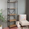 Sunnydaze Decor Sunnydaze 5 Shelf Industrial Style Pipe Frame Freestanding Bookshelf With Wood Veneer Shelves
