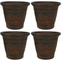 Sunnydaze Decor Sunnydaze Indoor/Outdoor Patio, Garden, Or Porch Weather-Resistant Double-Walled Arabella Flower Pot Planter - 16" - Rust Finish -Sunnydaze Decor GUEST e66c7bf3 3a96 4f5a b349 d2c516e402cc
