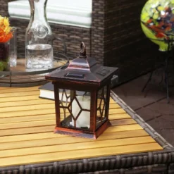 Sunnydaze Decor Sunnydaze Outdoor Lucien Hanging Tabletop Solar LED Rustic Farmhouse Decorative Candle Lantern - 9" -Sunnydaze Decor GUEST e8416988 af9e 4c9e b007 1c78d1a5fcb3