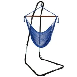 Sunnydaze Decor Sunnydaze Caribbean Style Extra Large Hanging Rope Hammock Chair Swing With Stand - 300 Lb Weight Capacity -Sunnydaze Decor GUEST e929d3d0 d61c 444a 8dcf d8e1fd11f97c