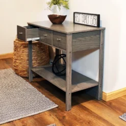 Sunnydaze Decor Sunnydaze MDF Indoor Entryway Console Table With 3 Drawers - 30" H - Thunder Gray -Sunnydaze Decor GUEST e93edaf4 923d 45aa 9ed2 d928d90a8eac