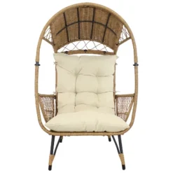 Sunnydaze Decor Sunnydaze Shaded Comfort Wicker Outdoor Egg Chair With Legs - 56.5" H -Sunnydaze Decor GUEST e976af7b 70ff 4ec1 912f b0d9da48dec2