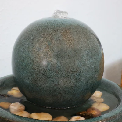 Sunnydaze Decor Sunnydaze Indoor Home Decorative Smooth Glazed Ceramic Orb Tabletop Water Fountain Feature - 7" - Green 9 Sunnydaze Decor Sunnydaze Indoor Home Decorative Smooth Glazed Ceramic Orb Tabletop Water Fountain Feature - 7" - Green - Image 7