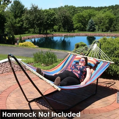 Sunnydaze Decor Sunnydaze Portable Heavy-Duty Steel Hammock Stand Only For Camping And Spreader Bar Styles - 330 Lb Capacity/10' Stand - Black 7 Sunnydaze Decor Sunnydaze Portable Heavy-Duty Steel Hammock Stand Only For Camping And Spreader Bar Styles - 330 Lb Capacity/10' Stand - Black - Image 5