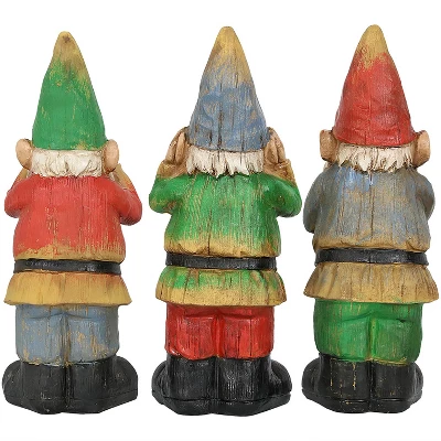Sunnydaze Decor Sunnydaze Three Wise Garden Gnomes Hear, Speak, See No Evil Indoor/Outdoor Lawn Statue Set - 12" H - 3-Piece Set 7 Sunnydaze Decor Sunnydaze Three Wise Garden Gnomes Hear, Speak, See No Evil Indoor/Outdoor Lawn Statue Set - 12" H - 3-Piece Set - Image 5